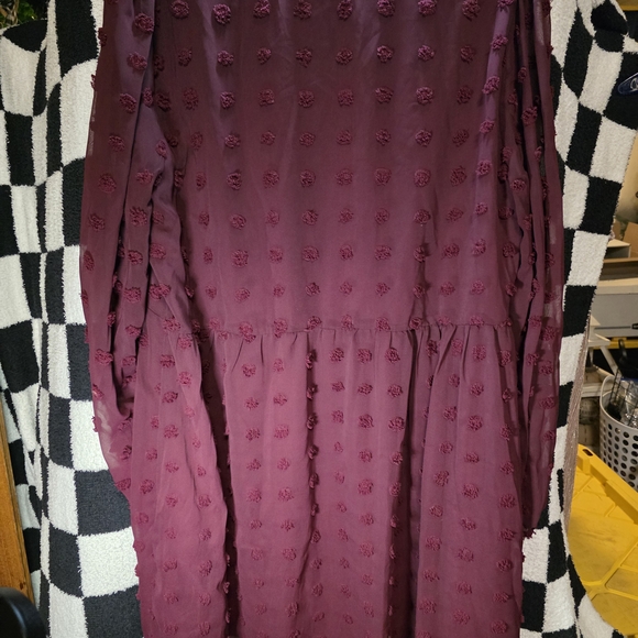 Chic Long Sleeve Burgundy Dress - Picture 4 of 4